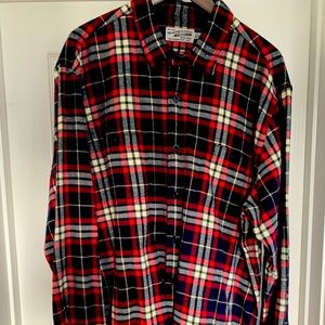 Guideboat Red Feathers Soft Flannel Tartan Shirt with elbow patches